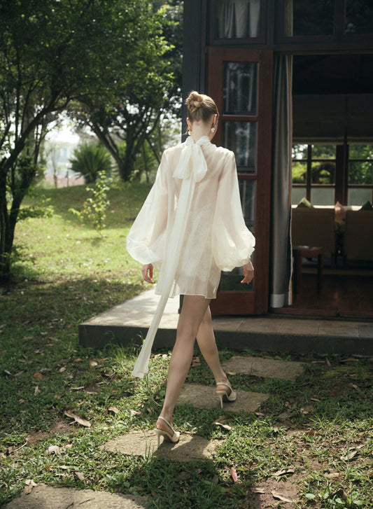 LILOU Two - Layer LACE MINI DRESS