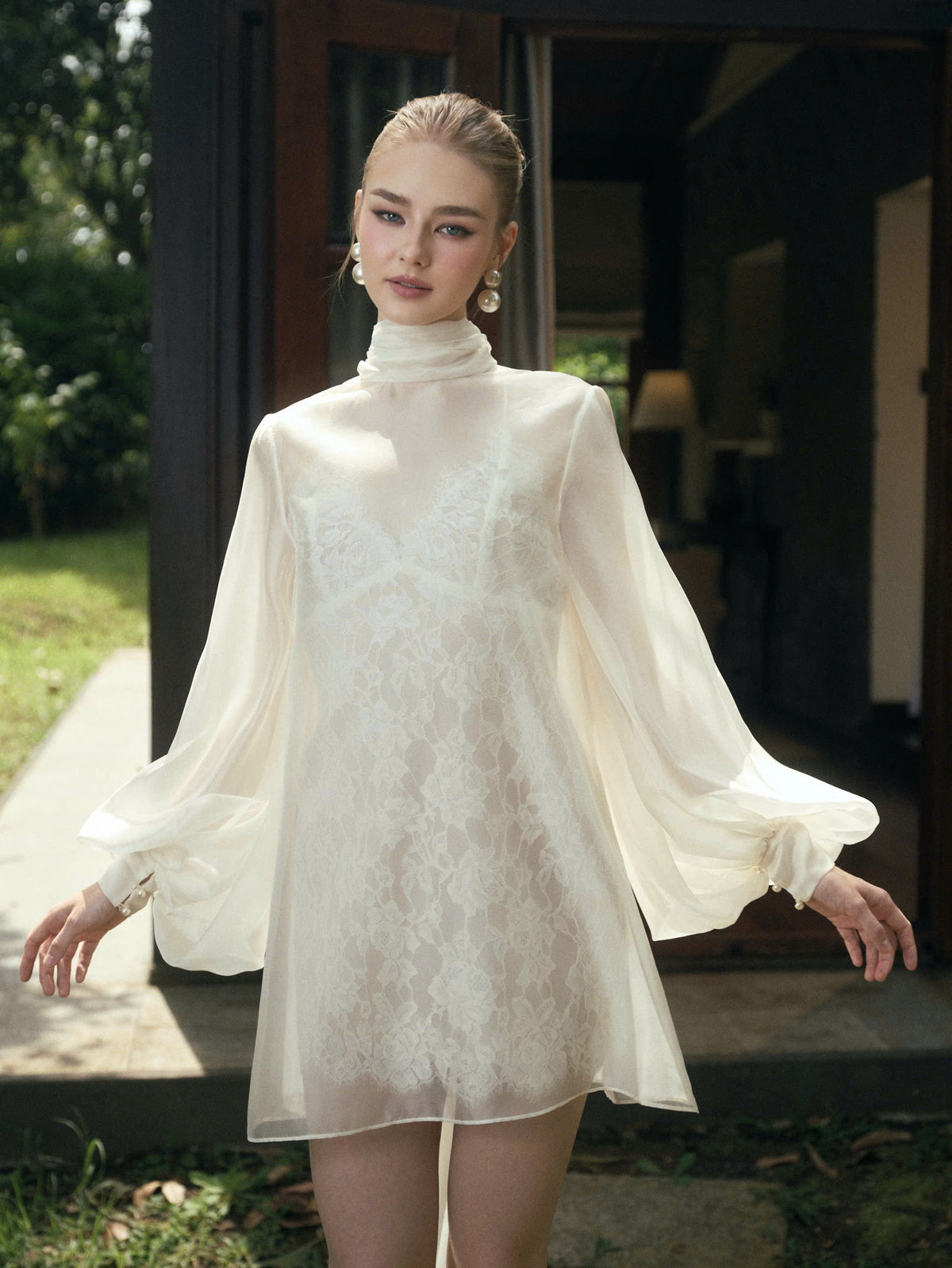 LILOU Two - Layer LACE MINI DRESS