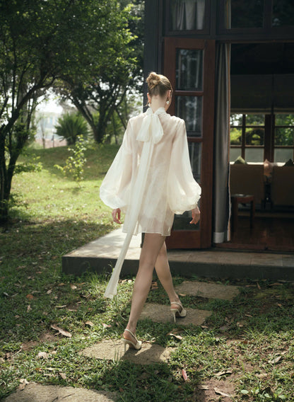 LILOU Two - Layer LACE MINI DRESS