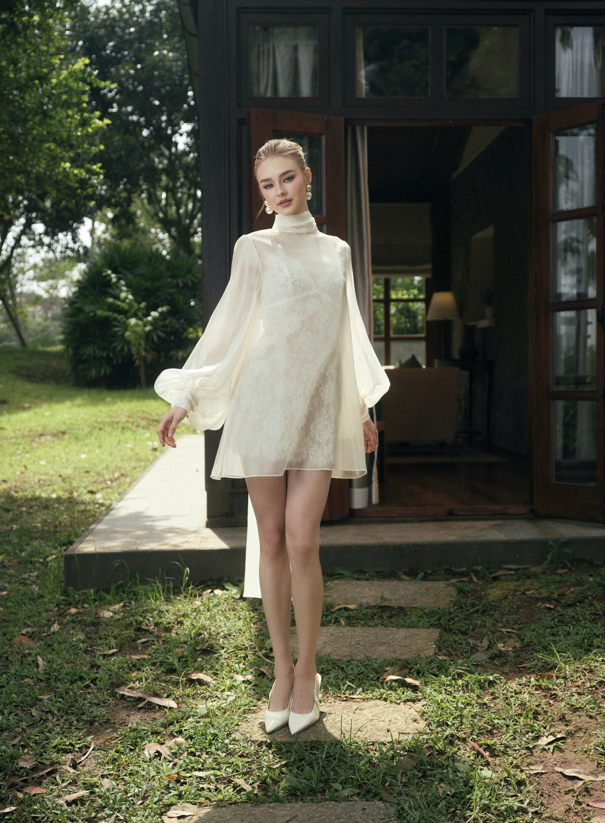 LILOU Two - Layer LACE MINI DRESS