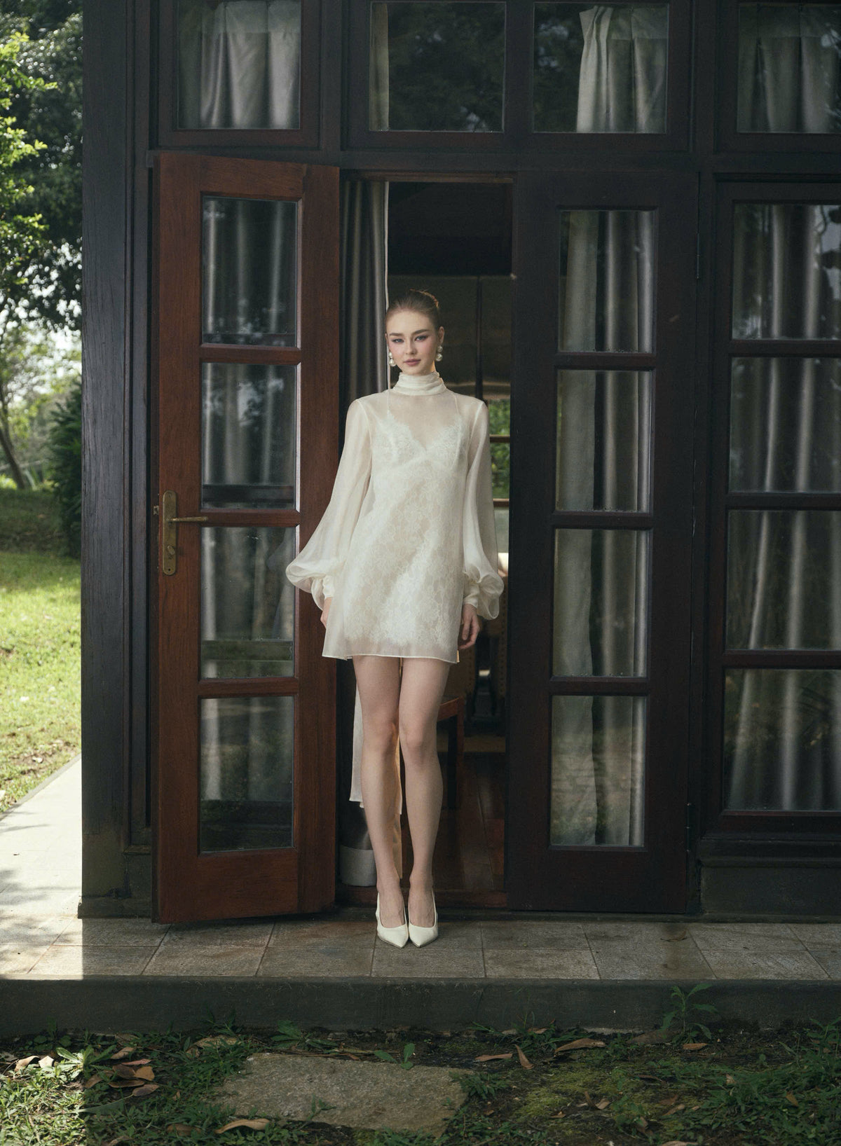 LILOU Two - Layer LACE MINI DRESS