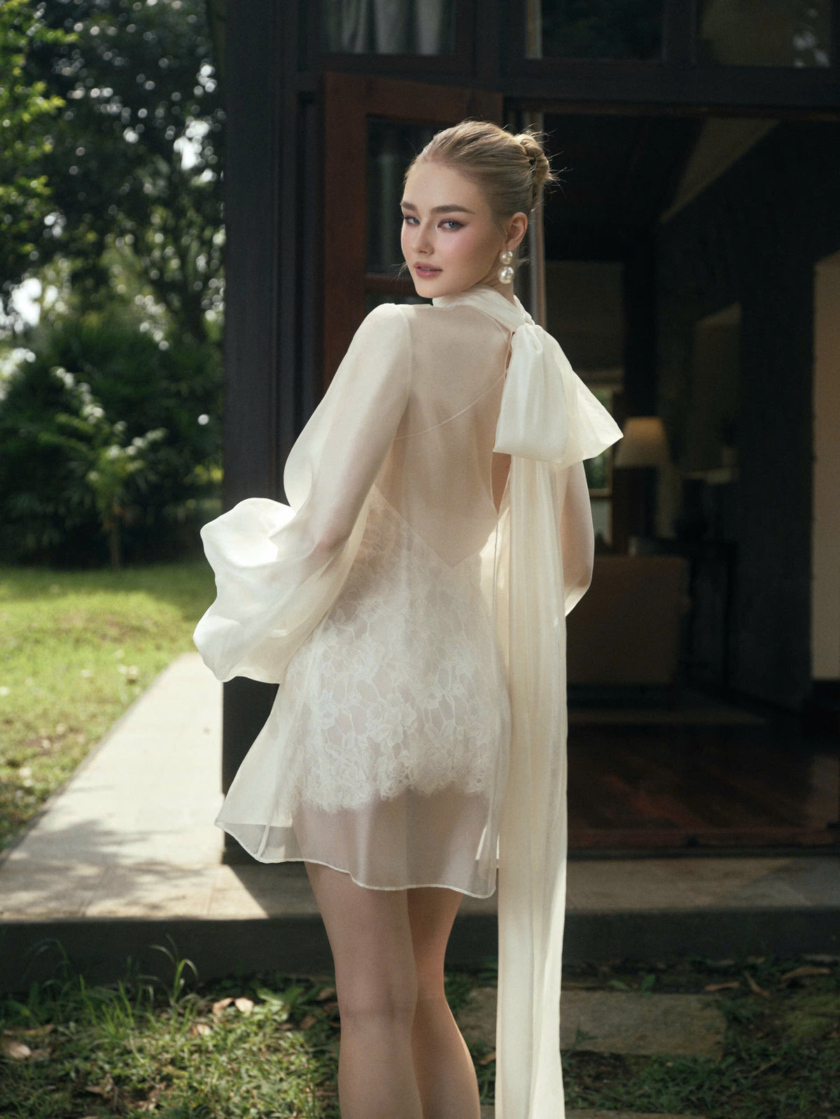 LILOU Two - Layer LACE MINI DRESS