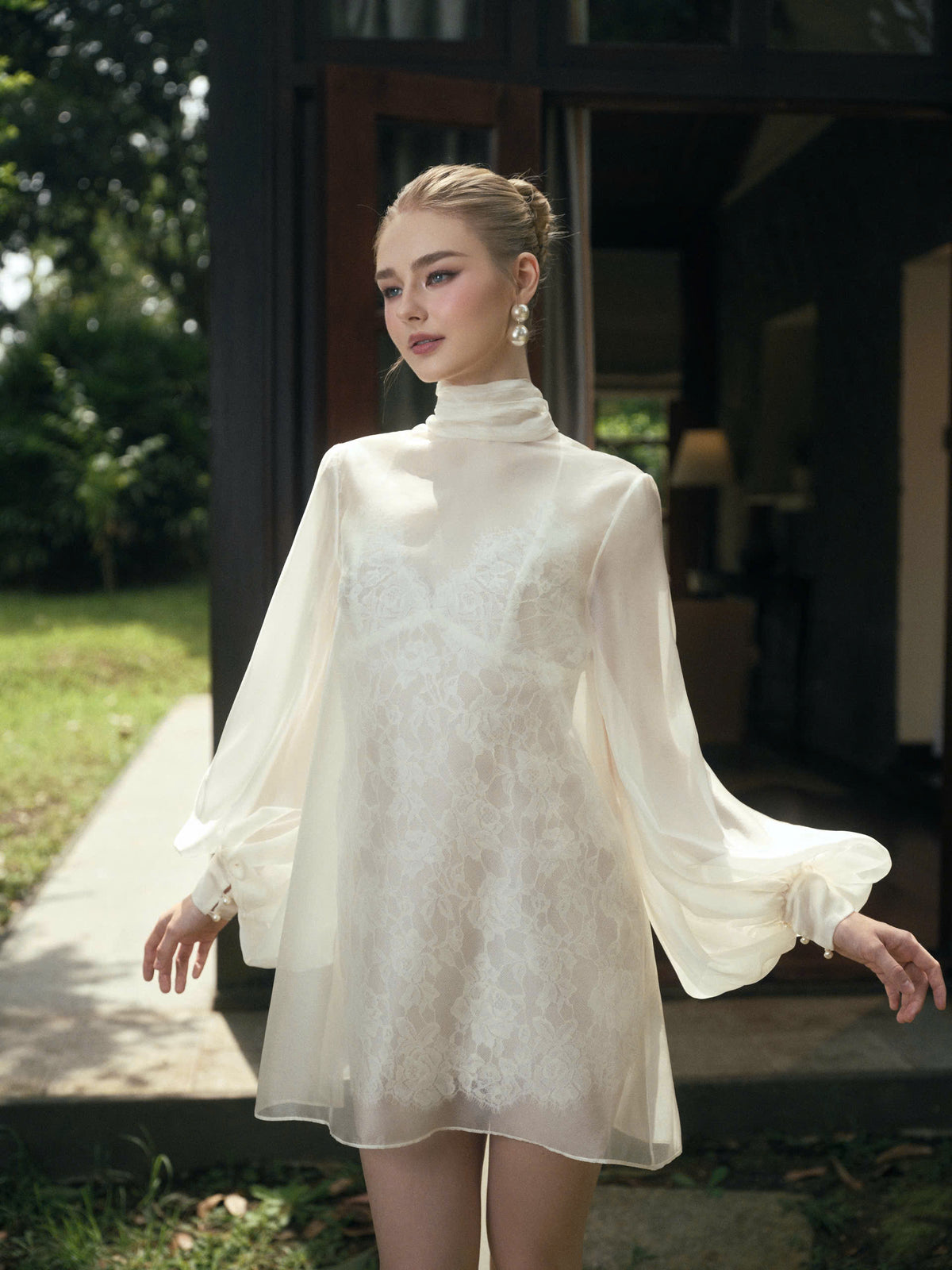 LILOU Two - Layer LACE MINI DRESS